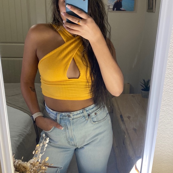 NEVER WORN: Urban Outfitters Orange Cut Out Top - Picture 1 of 7